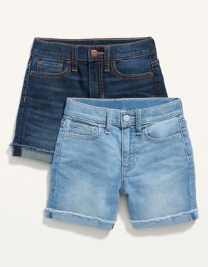 High-Waisted Rolled-Cuff Midi Jean Shorts 2-Pack for Girls multi