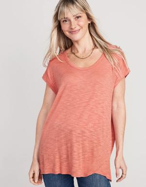 Old Navy Luxe Voop-Neck Slub-Knit Tunic T-Shirt for Women pink