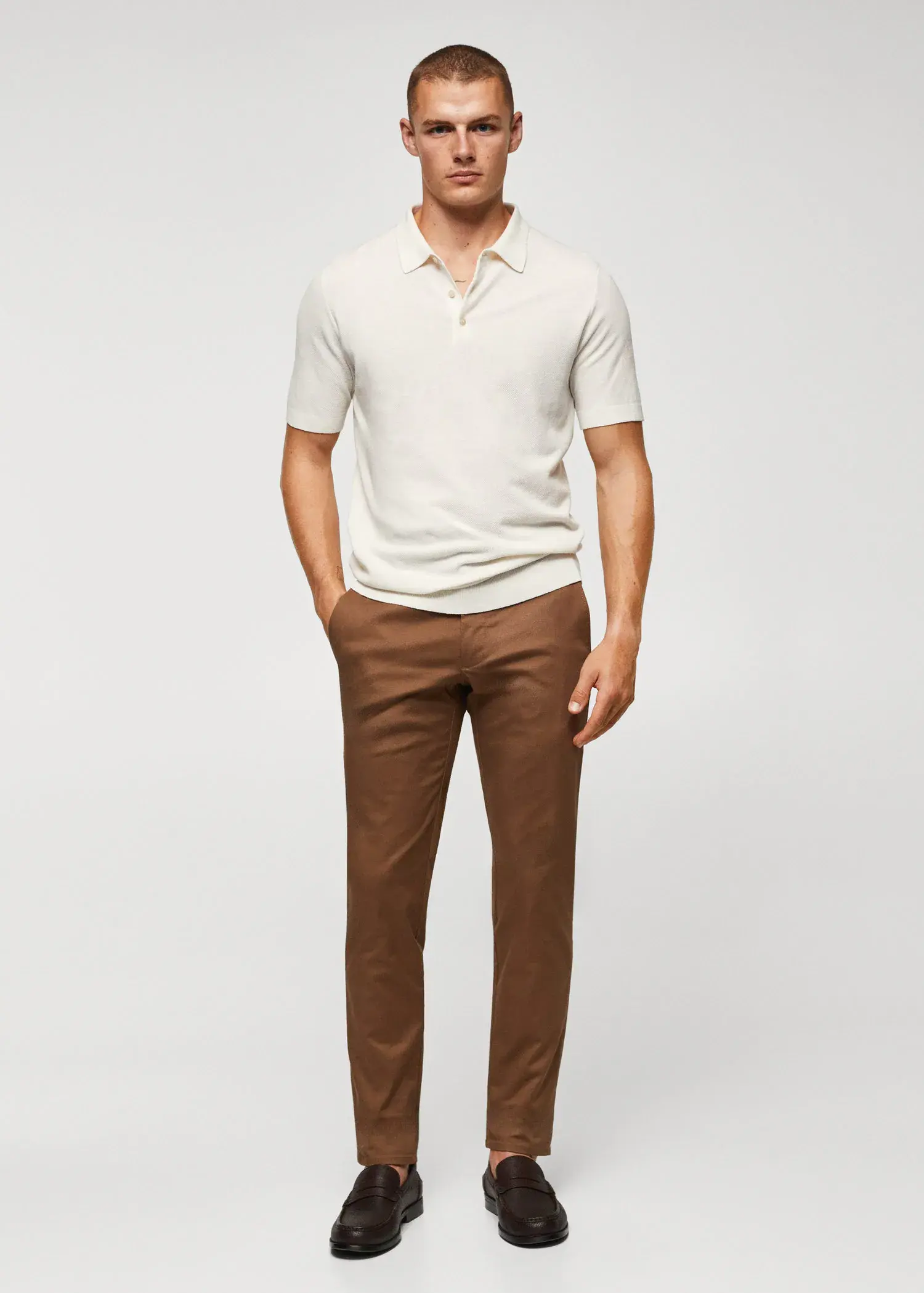 Mango Structured knit cotton polo. 2