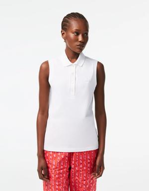 Women's Slim Fit Sleeveless Cotton Piqué Polo Shirt