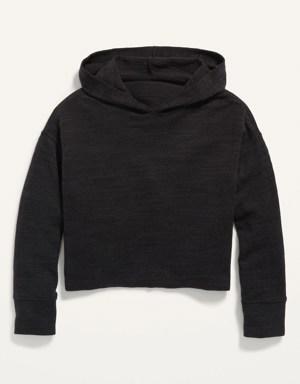 Old Navy Slub-Knit Cropped Pullover Hoodie for Girls black