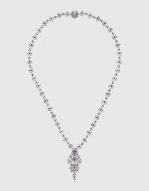 Flora white gold necklace with sapphire