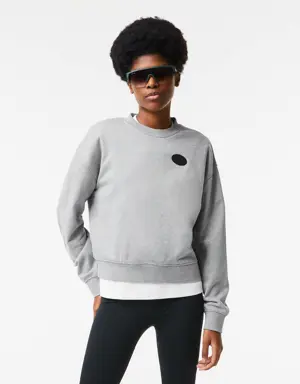 Women's Loose Fit Crocodile And Print Fleece Sweatshirt