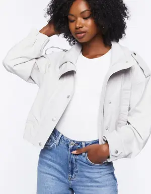 Forever 21 Twill Bomber Jacket Ash Brown