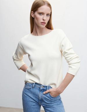 Fine-knit boat-neck sweater