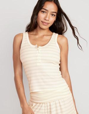 Old Navy UltraLite Rib-Knit Henley Lounge Tank Top for Women pink