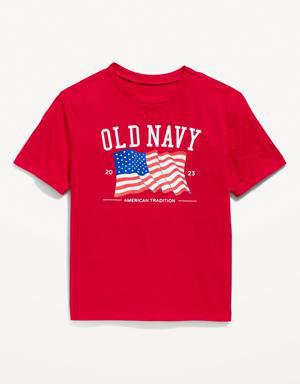Gender-Neutral Short-Sleeve Logo-Graphic T-Shirt for Kids red