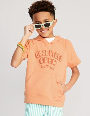 Short-Sleeve Graphic Pullover Hoodie for Boys orange