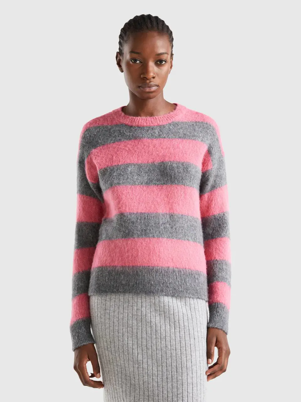 Benetton striped sweater in alpaca blend. 1