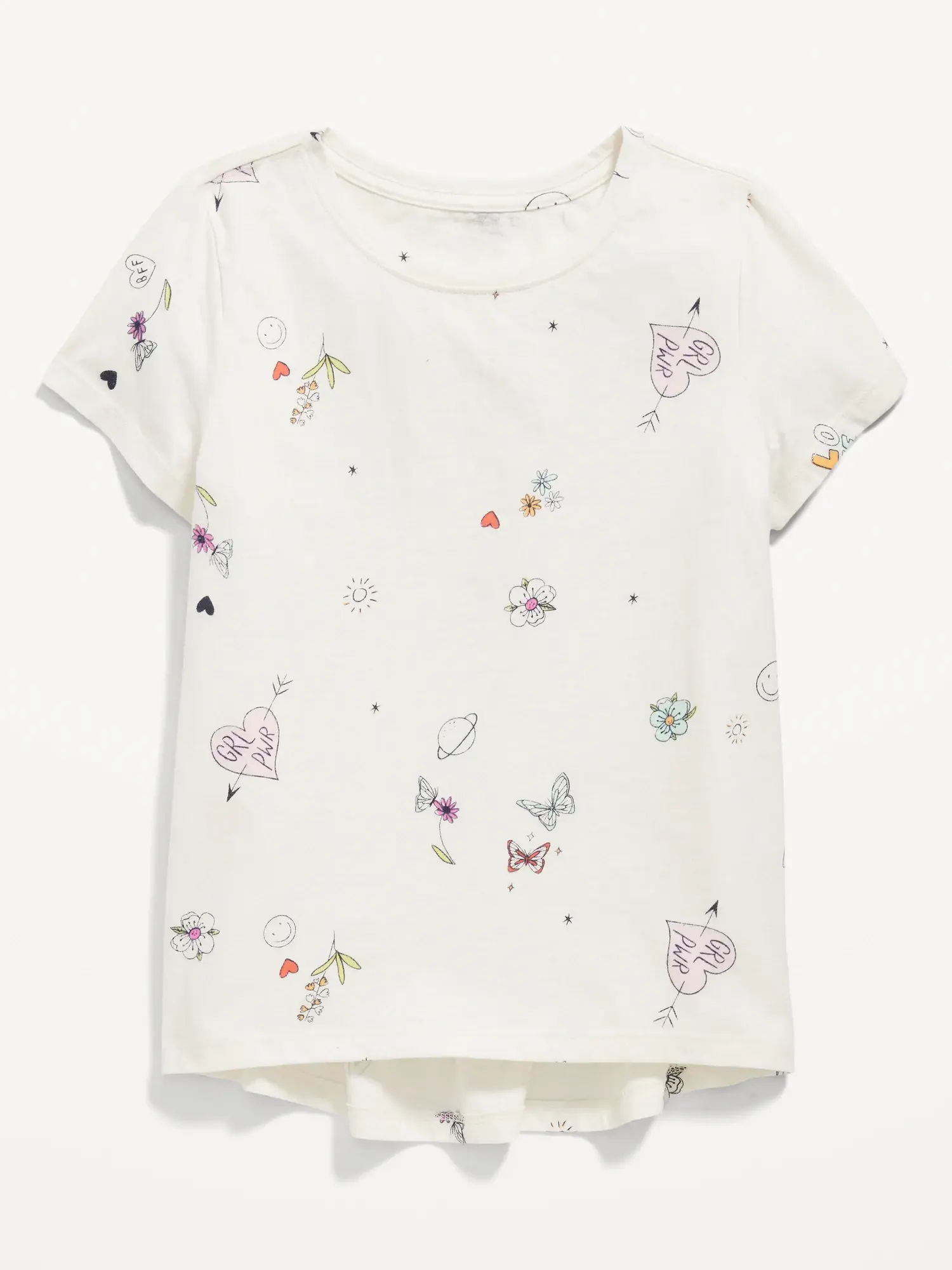 Old Navy Softest Short-Sleeve Printed T-Shirt for Girls white. 1