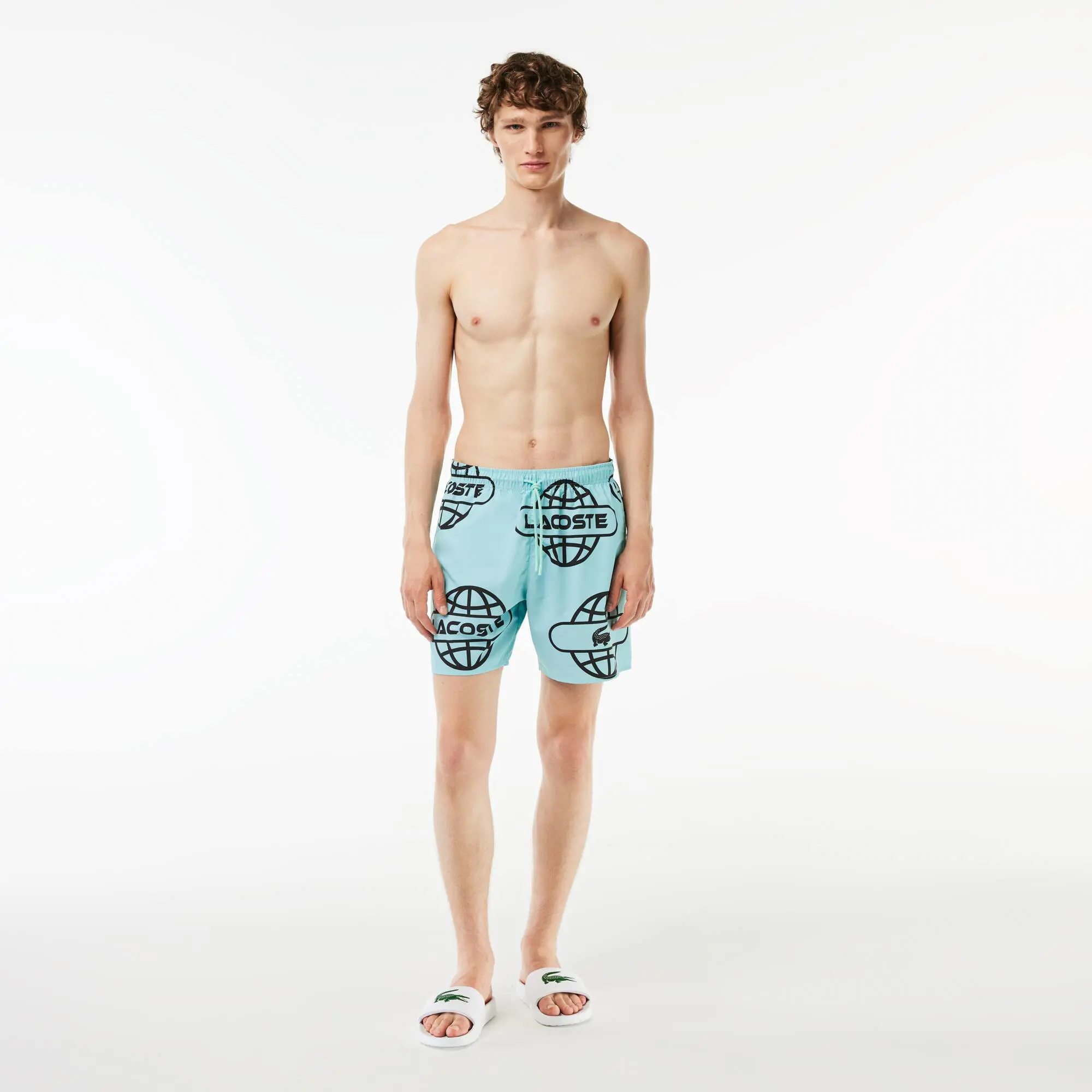 Lacoste Globe Print Swimsuit. 1