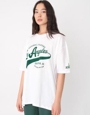 Los Angeles Baskılı Oversize T-Shirt