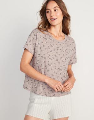 Sunday Sleep Floral Slub-Knit Pajama T-Shirt gray