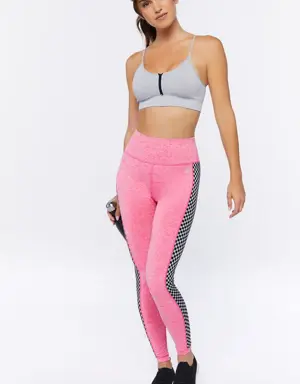 Forever 21 Active Checkered Trim Leggings Miami Pink