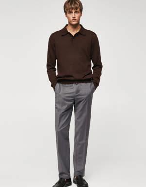 Slim-fit wool trousers