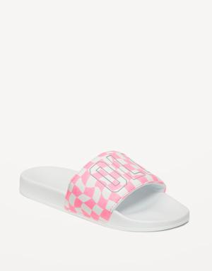 Faux-Leather Pool Slide Sandals for Boys pink
