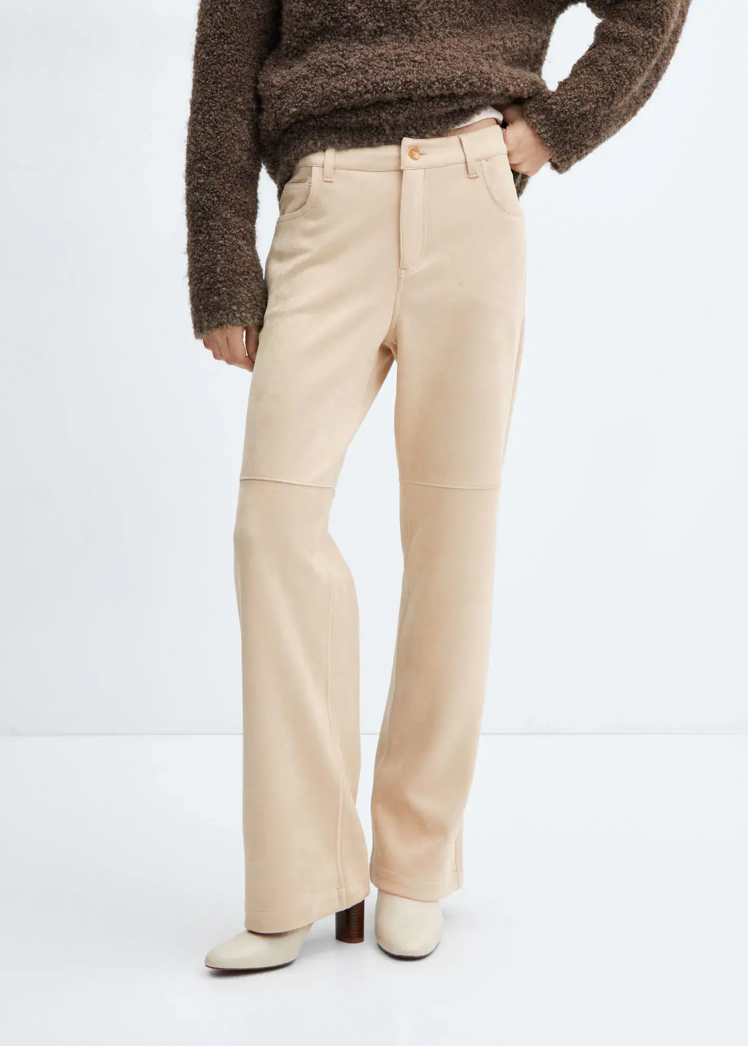 Mango Suede trousers with seam detail. 2
