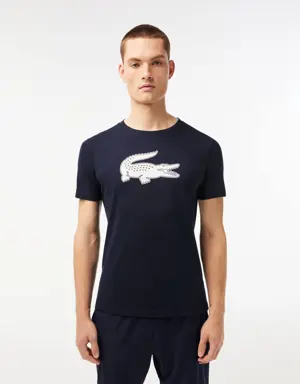 Lacoste T-shirt da uomo in jersey traspirante con coccodrillo stampato in 3D Lacoste SPORT