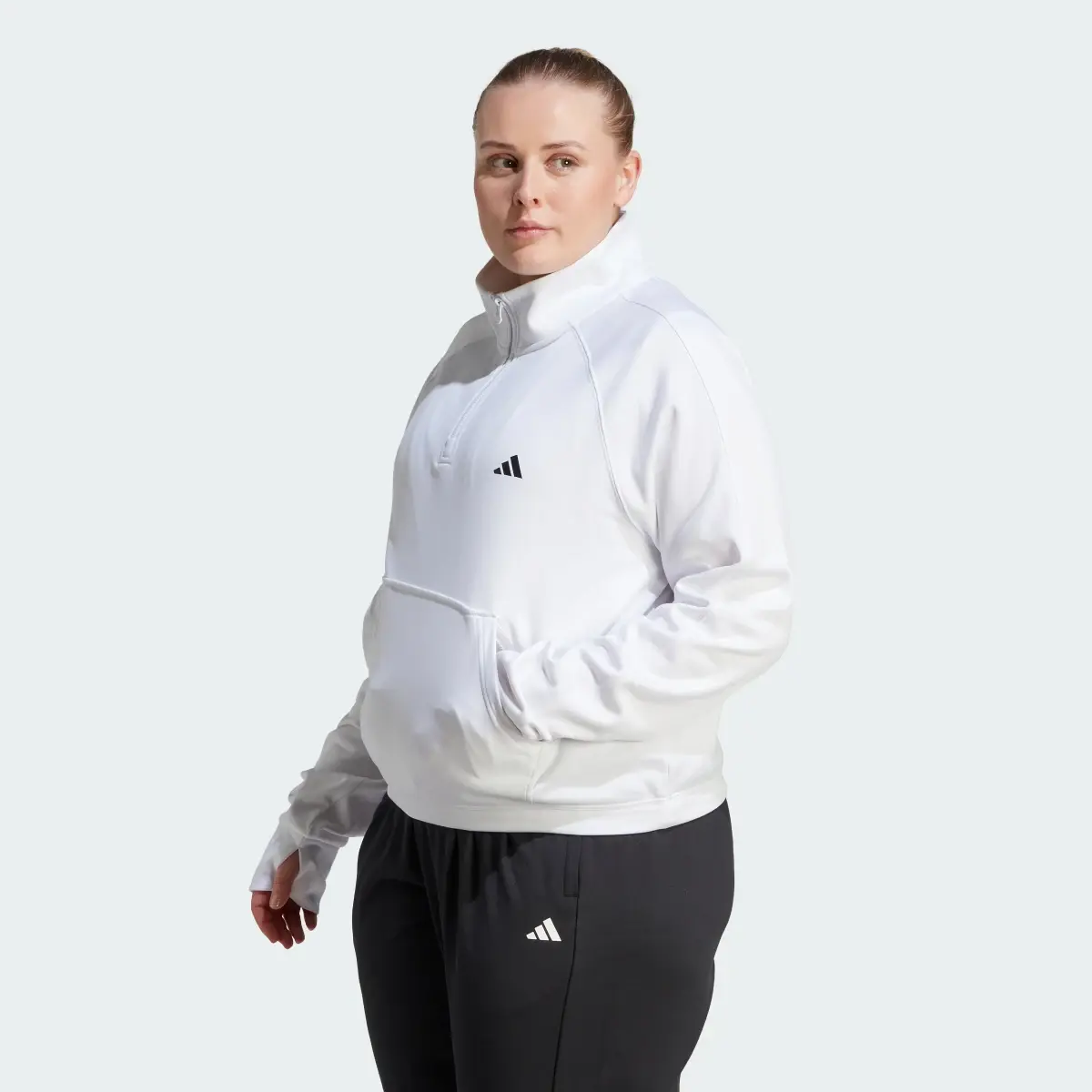 Adidas Aeroready Game & Go Quarter-Zip Fleece Top (Plus Size). 2