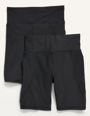 Old Navy High-Waisted PowerSoft Biker Shorts 2-Pack for Girls black