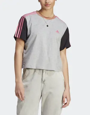 Adidas Playera Corta Essentials 3 Franjas Tejido Jersey