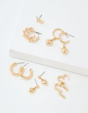 O Gold Heart Earrings 6-Pack