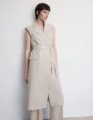 Linen vest with bow