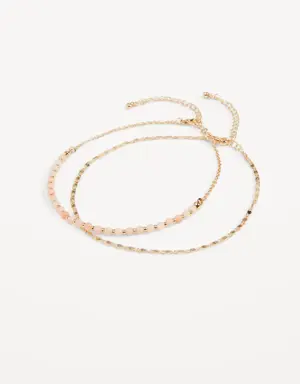 Gold-Plated Anklet 2-Pack for Women yellow