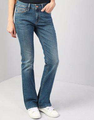 791 Monıca Orta Bel Rahat Paça Regular Fit Koyu Mavi Kadın Jean Pantolon