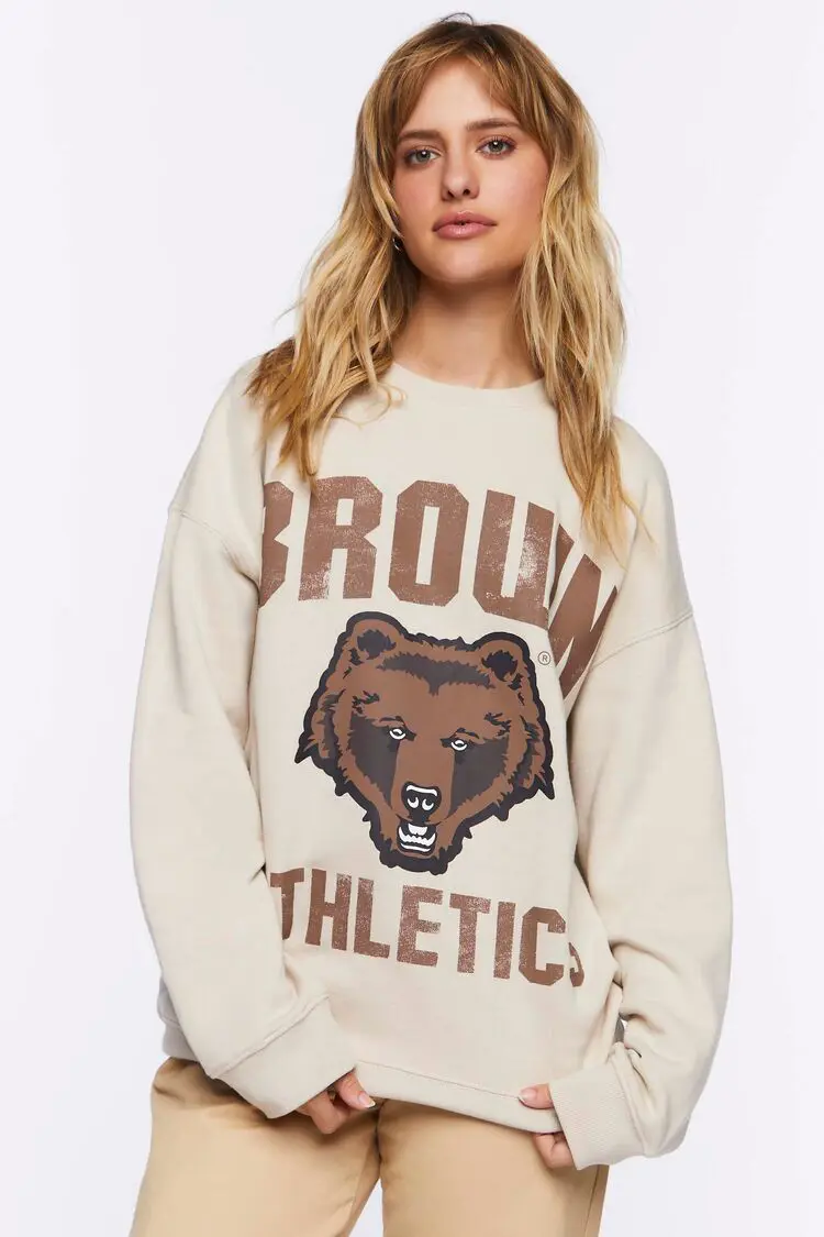 Forever 21 Forever 21 Brown Athletics Graphic Pullover Beige/Brown. 1