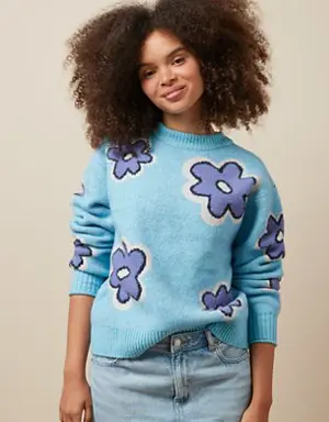 Whoa So Soft Floral Crewneck Sweater