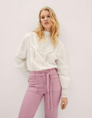 Cotton blouse with openwork details 