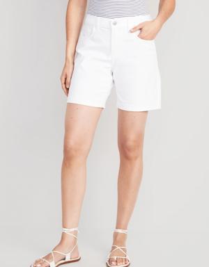Mid-Rise Wow White Jean Shorts for Women -- 7-inch inseam white