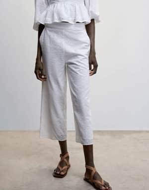 Embroidered cotton trousers