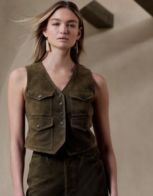 The Suede Riding Vest green