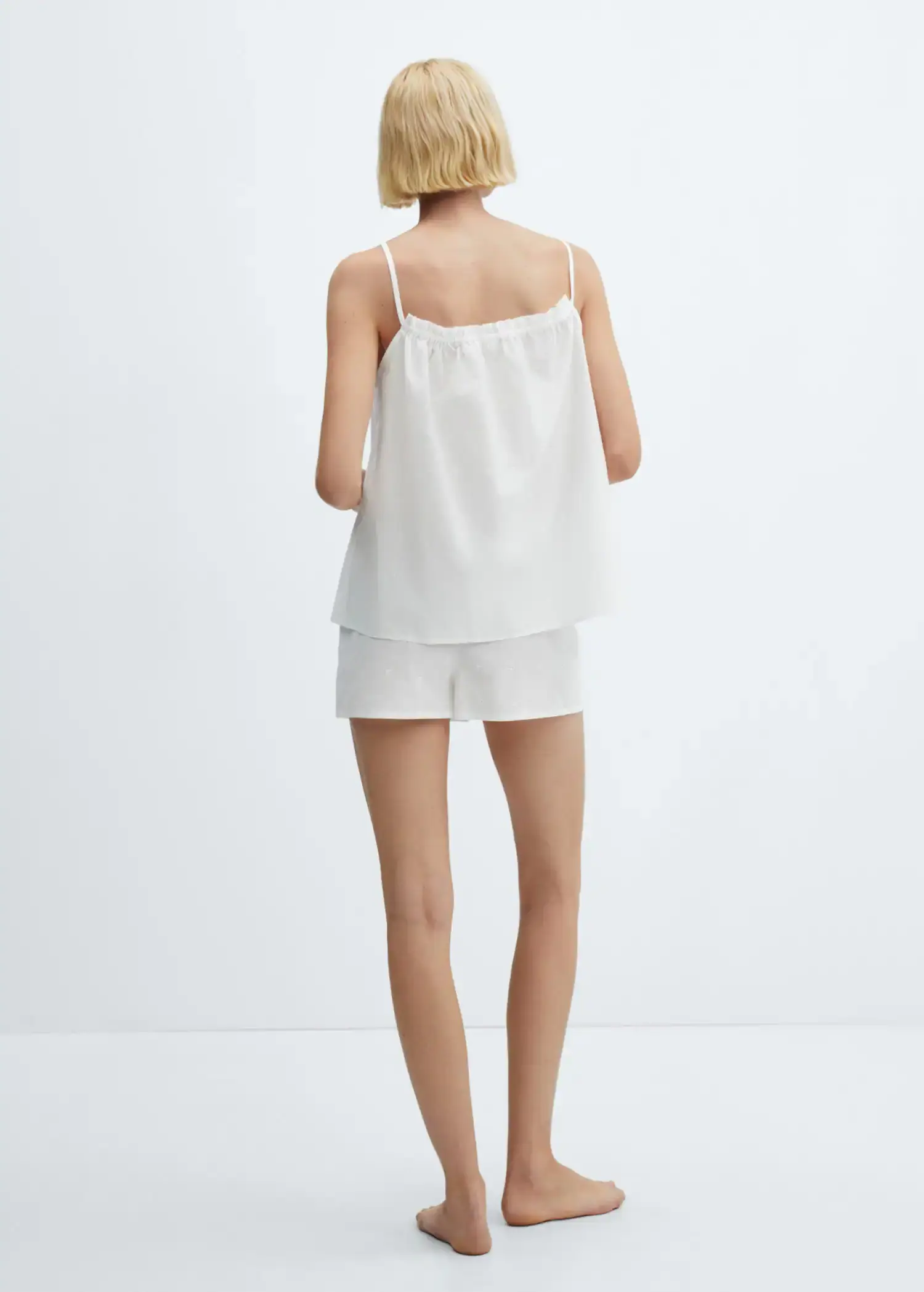 Mango Cotton pajama shorts with openwork details. 3