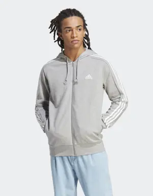 Essentials French Terry 3-Stripes Full-Zip Hoodie