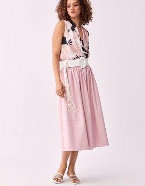 Structured Faux Leather Pleated Skirt