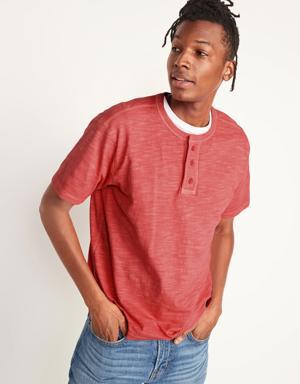 Garment-Dyed Workwear Henley T-Shirt for Men red