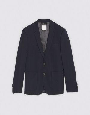 Slim-fit wool suit jacket