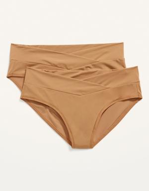 Maternity 2-Pack Soft-Knit Low-Rise Bikini Underwear brown