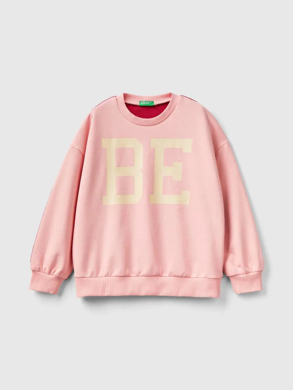 Benetton color block sweatshirt with print. 1