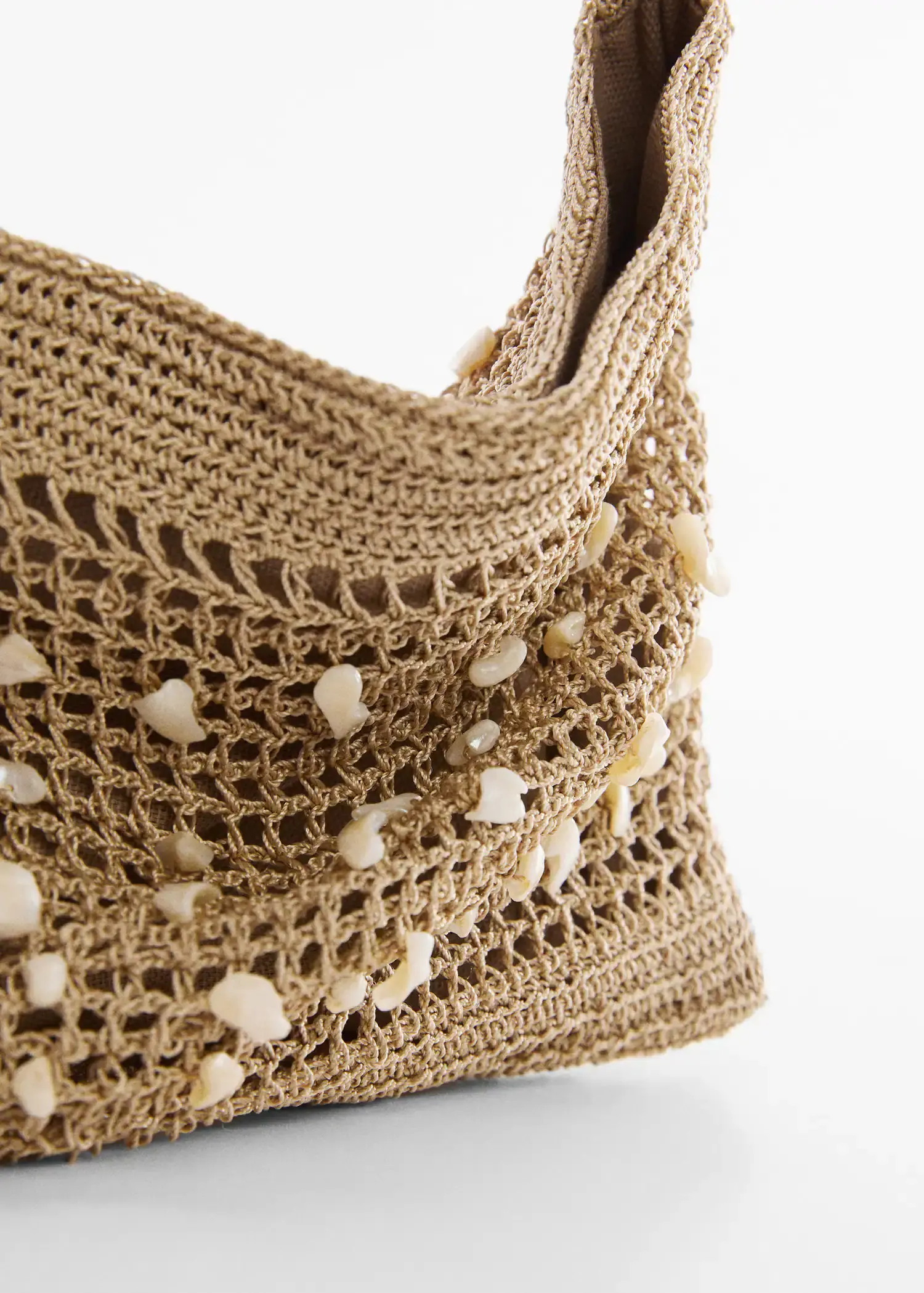 Mango Crochet bag with shell detail. a crocheted purse with shells on it. 