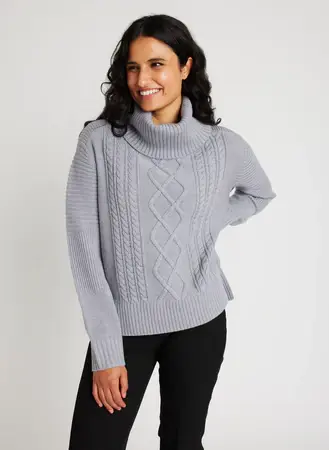 Kit And Ace Cableknit Merino Turtleneck Sweater. 1
