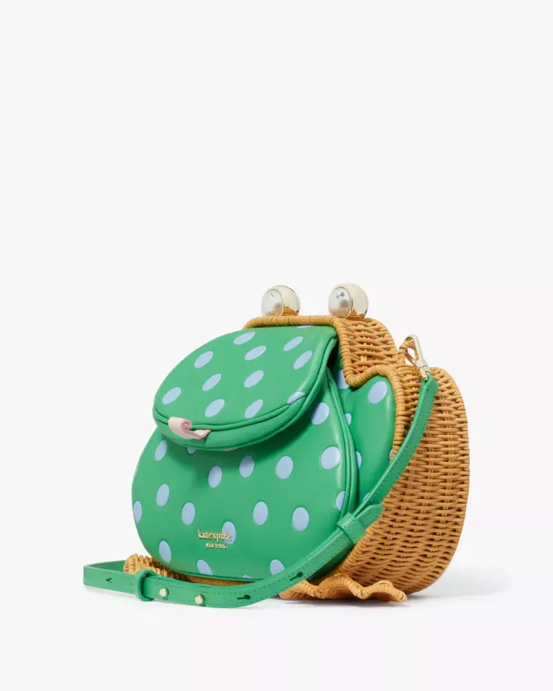 Kate Spade Lily Polka Dot Wicker 3D Frog Crossbody. 3