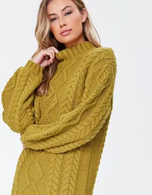 Forever 21 Cable Knit Sweater Mini Dress Gold