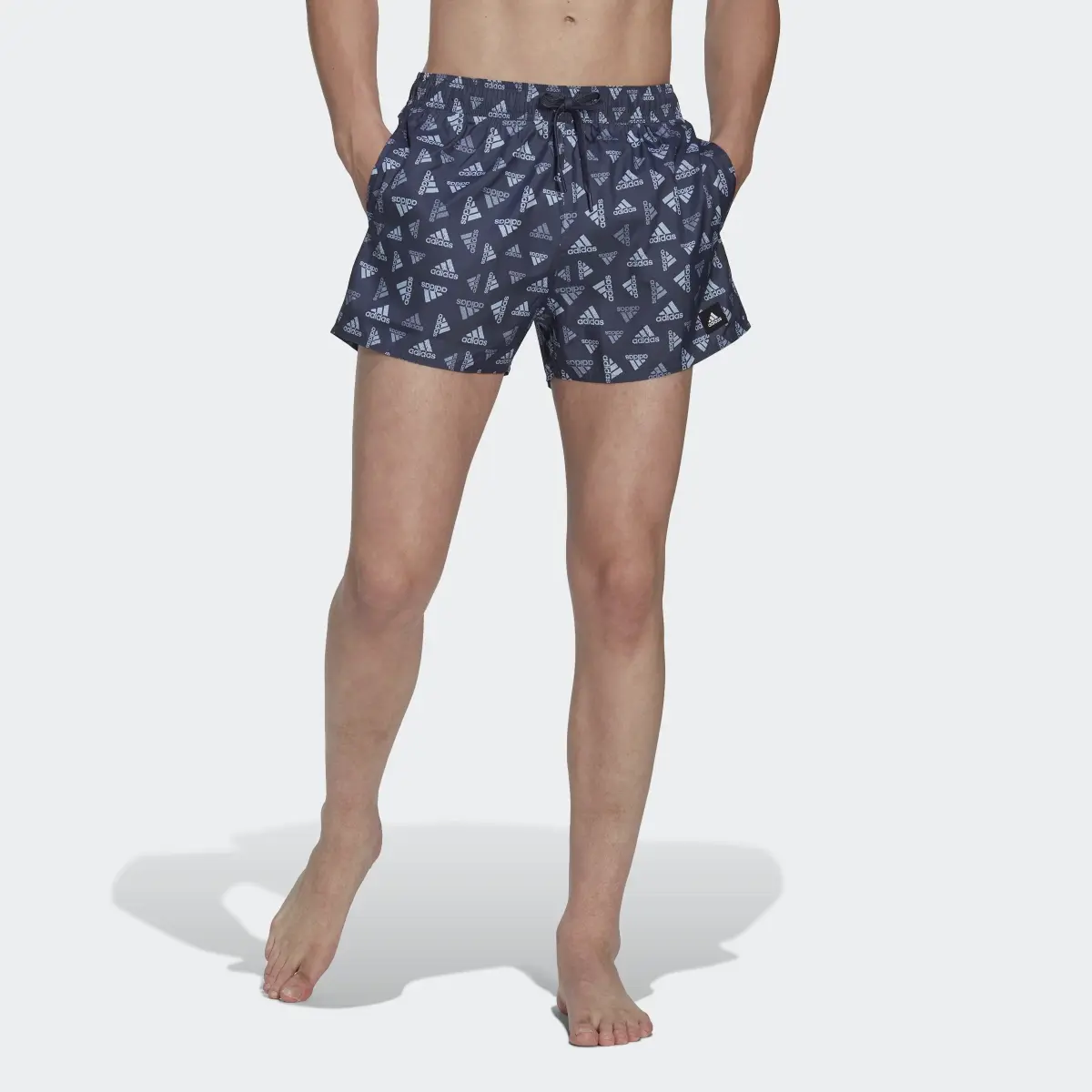 Adidas Logo Print CLX Swim Shorts Very Short Length. 1