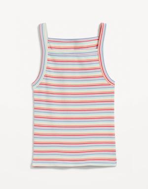 Gender-Neutral Rib-Knit Striped Tank Top for Adults pink
