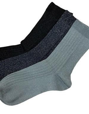 3'lü Paket Kadın Simli Soket Çorap Desenli