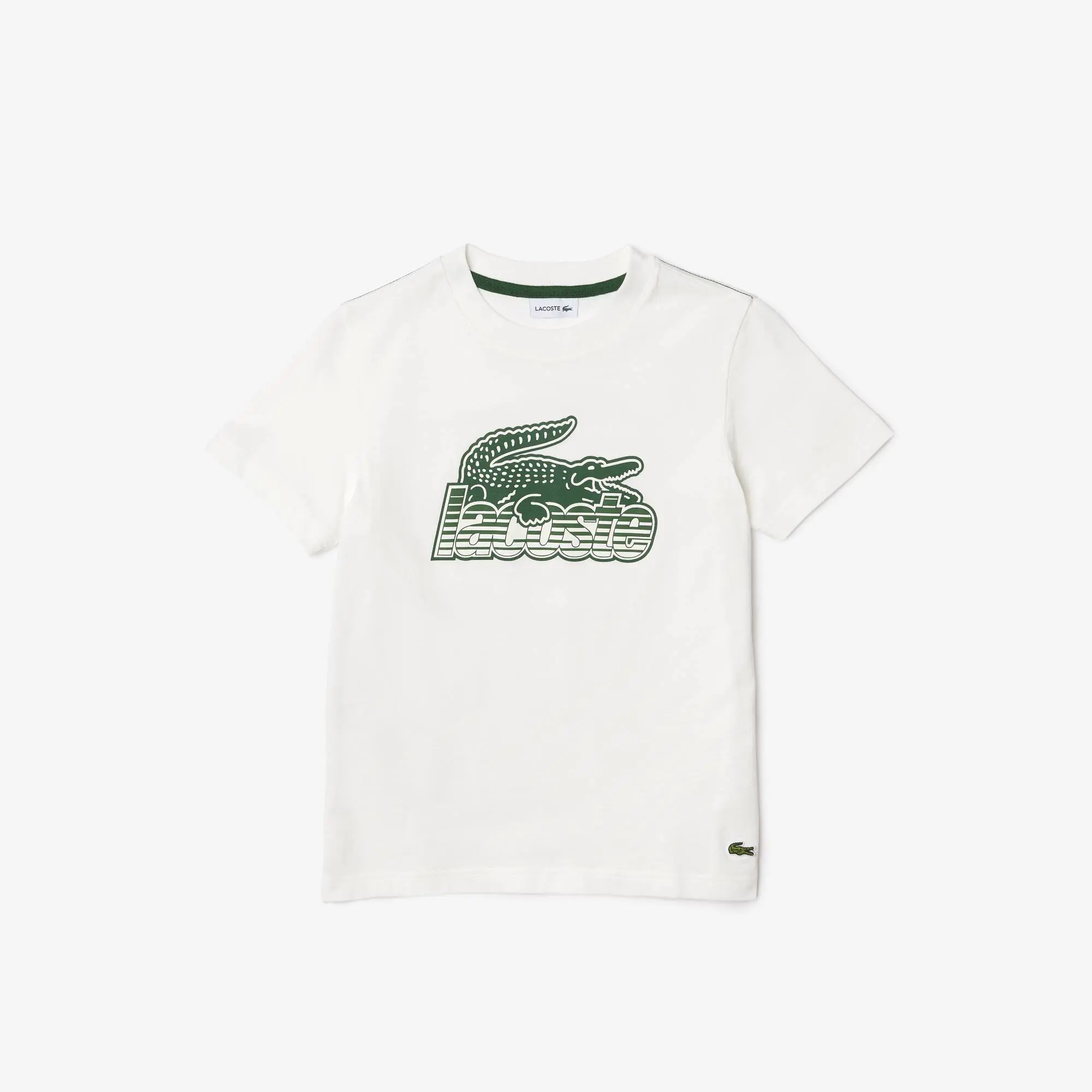 Lacoste T-shirt de algodão orgânico com estampado a contrastar para criança. 2